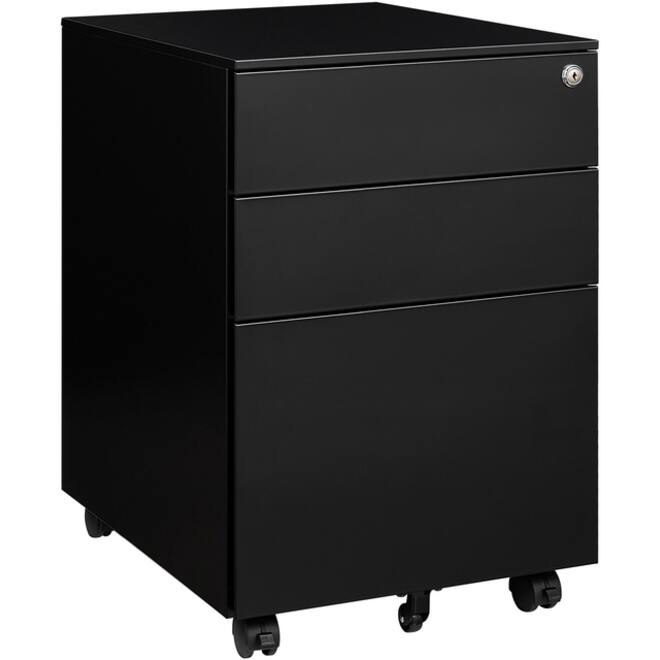 Ladeblok Euroseats 3 lade (2+1) 50x39x60cm op wieltjes zwart