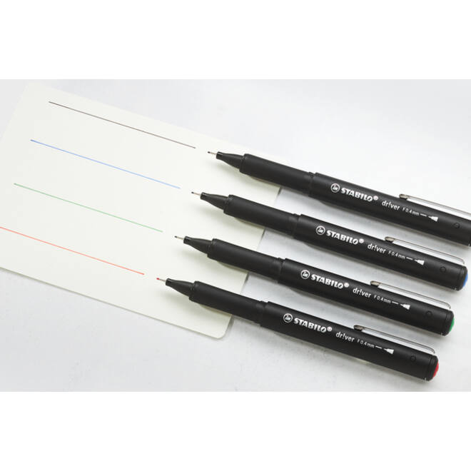 Fineliner STABILO dr!ver fijn assorti 4 stuks
