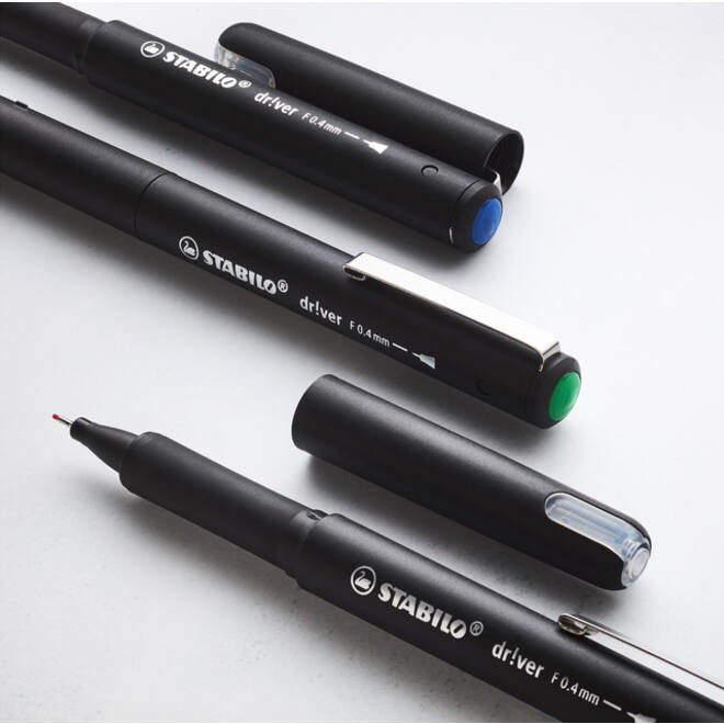 Fineliner STABILO dr!ver fijn assorti 4 stuks