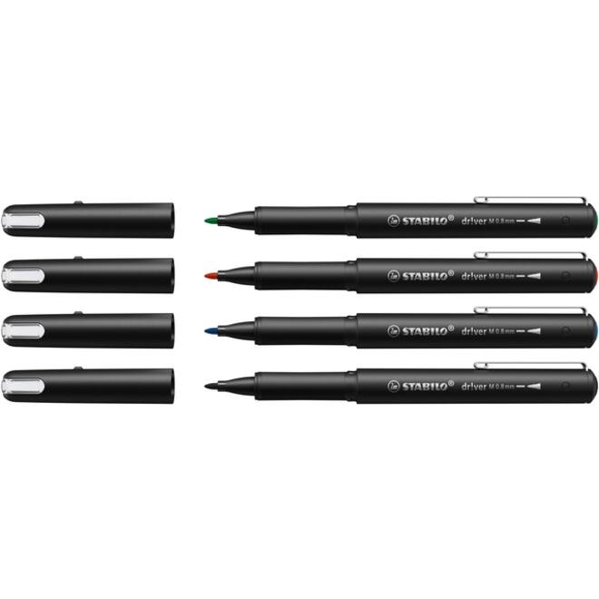 Fineliner STABILO dr!ver medium assorti 4 stuks