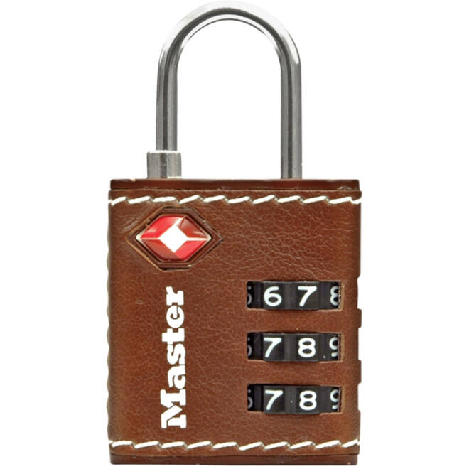 Hangslot Masterlock 3-cijfer combinatie TSA 30mm bruin leer