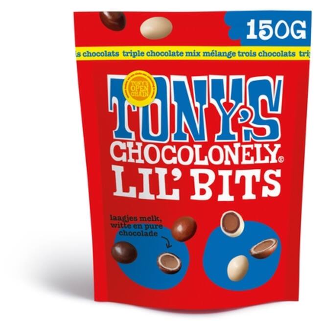 Chocolade Tony's Chocolonely Lil' Bits triple chocolate 150 gram