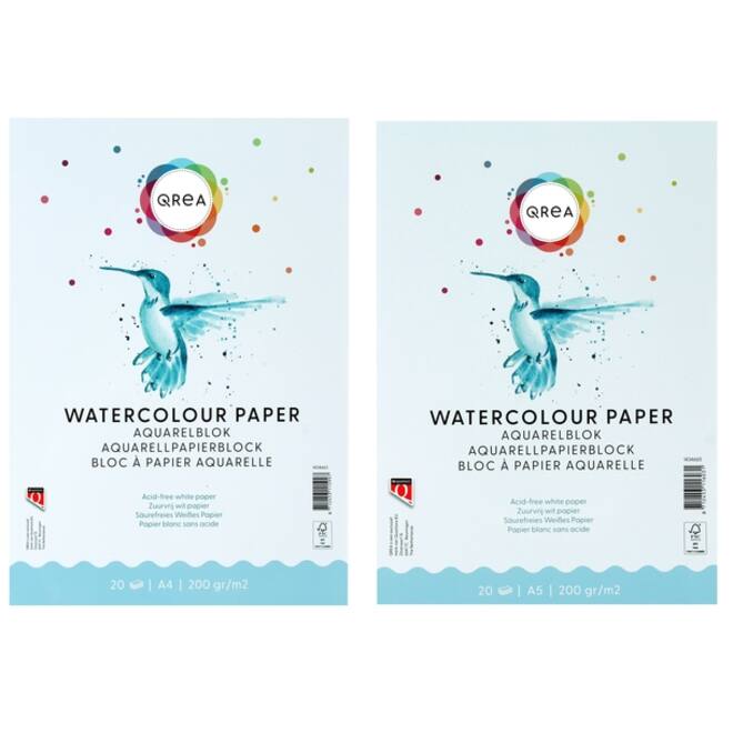 Aquarelblok Qrea A4 20vel 200gr gelijmd
