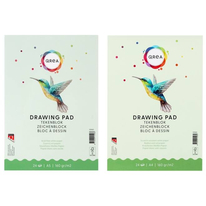 Tekenblok Qrea A4 24 vel 160gr gelijmd