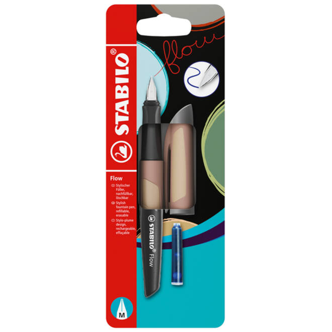 Vulpen STABILO Flow medium lichtbruin blister à 1 stuk