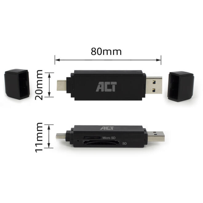 Kaartlezer ACT USB-C/USB-A 3.0