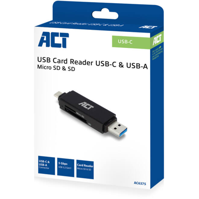 Kaartlezer ACT USB-C/USB-A 3.0