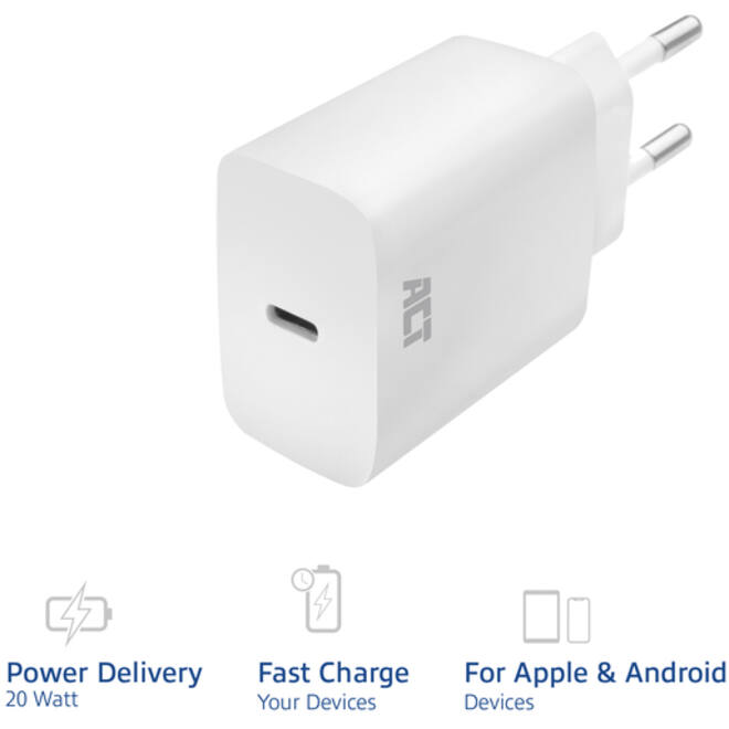 Oplader ACT USB-C 1-poort 20W Power Delivery