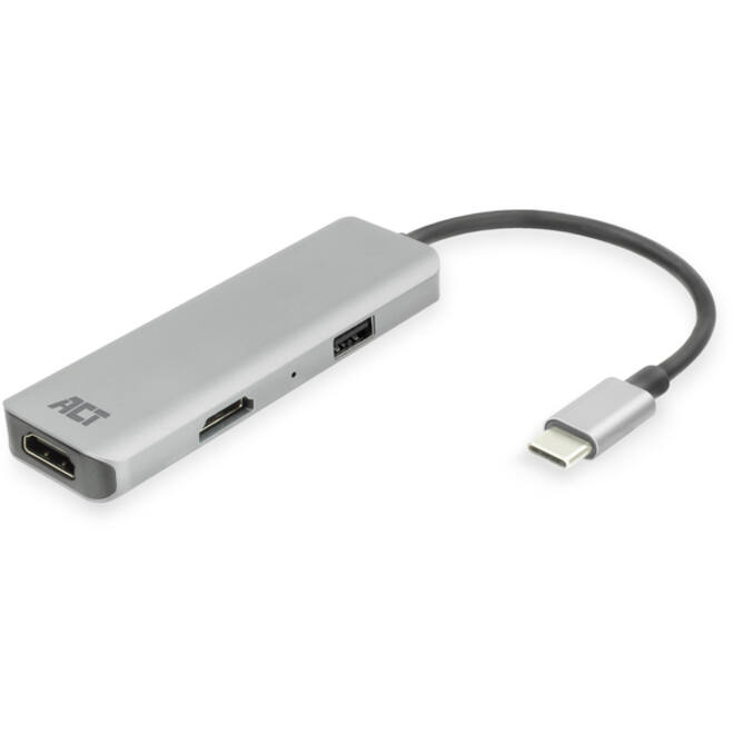 Adapter ACT USB-C 4K multiport voor 2 HDMI monitoren