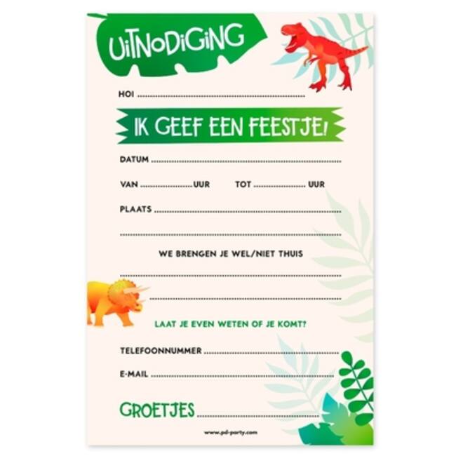 Uitnodigingskaarten Dino