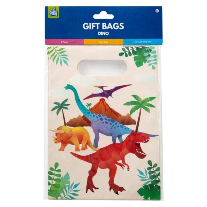 Cadeau tasjes Dino papier 23x16,5cm 6 stuks