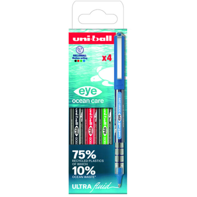 Rollerpen Uni-ball Eye Ocean Care medium assorti 4 stuks