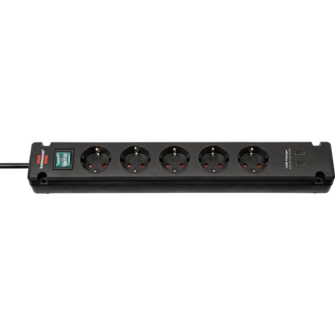 Stekkerdoos Brennenstuhl Bremounta 5 voudig inclusief 2 USB C 3 meter zwart