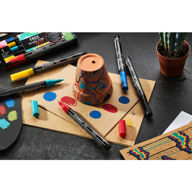 Acrylmarker STABILO Free Acrylic T100 Royal assorti 5 stuks