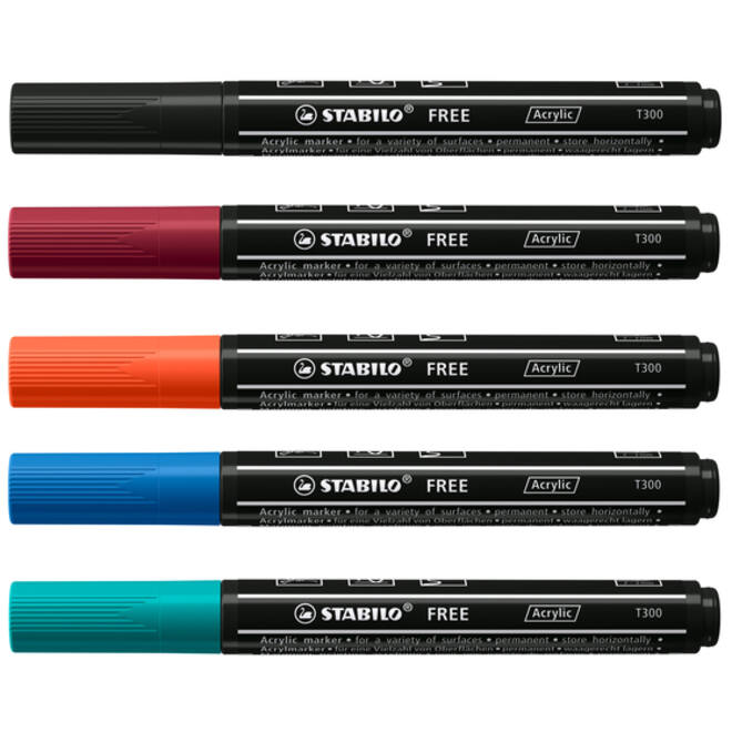 Acrylmarker STABILO Free Acrylic T300 Urban assorti 5 stuks