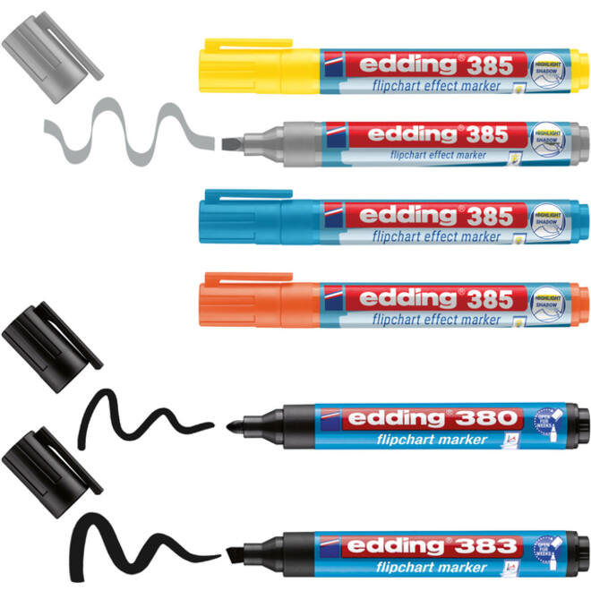 Viltstift edding 385 flipover incl 380 - 383 assorti 6 stuks