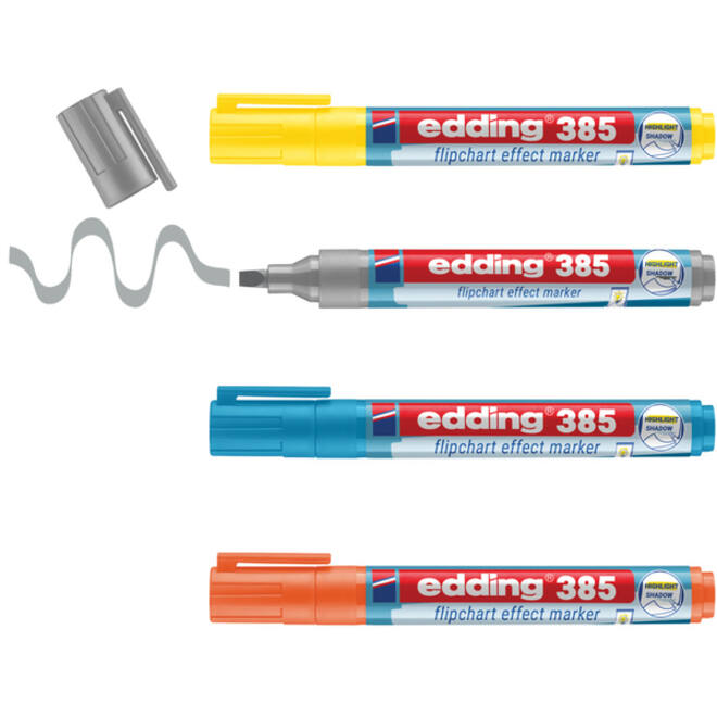 Viltstift edding 385 flipover penseelpunt assorti 4 stuks