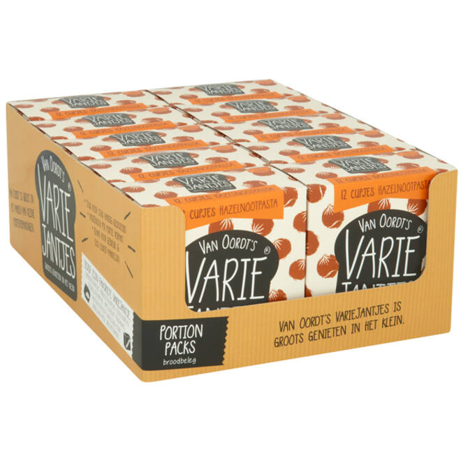 Hazelnootpasta VarieJantjes 12x15 gram cupjes