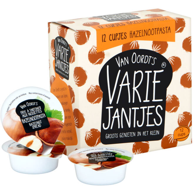 Hazelnootpasta VarieJantjes 12x15 gram cupjes
