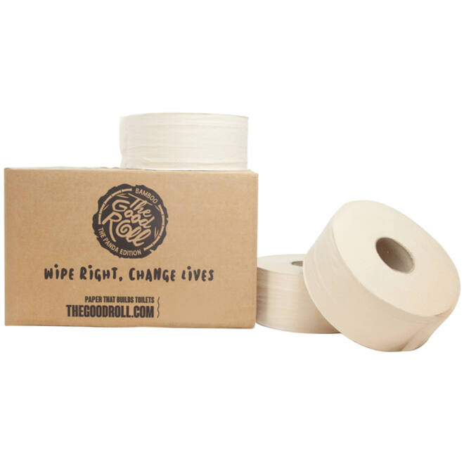 Toiletpapier The Good Roll jumbo klein bamboe 2-laags 18x180m naturel