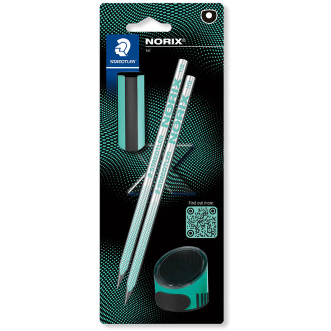 Potlood Staedtler Norix HB blister à 2 stuks zwart-groen