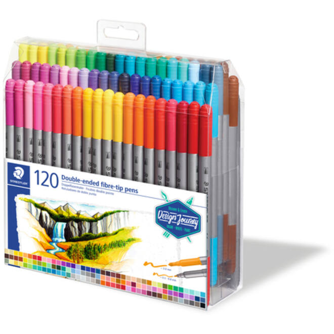 Kleurstift Staedtler 3200 dubbele punt fijn en ultrafijn etui à 120 kleuren