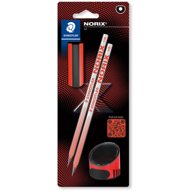 Potlood Staedtler Norix HB blister à 2 stuks zwart-koraal
