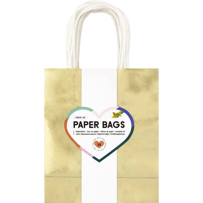Cadeautas Folia goud kraft 24x31x12cm 20 stuks