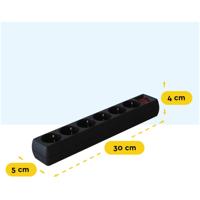 Stekkerdoos BRASQ 6 voudig 5 meter zwart
