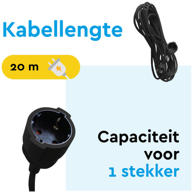 Verlengkabel BRASQ 20m zwart