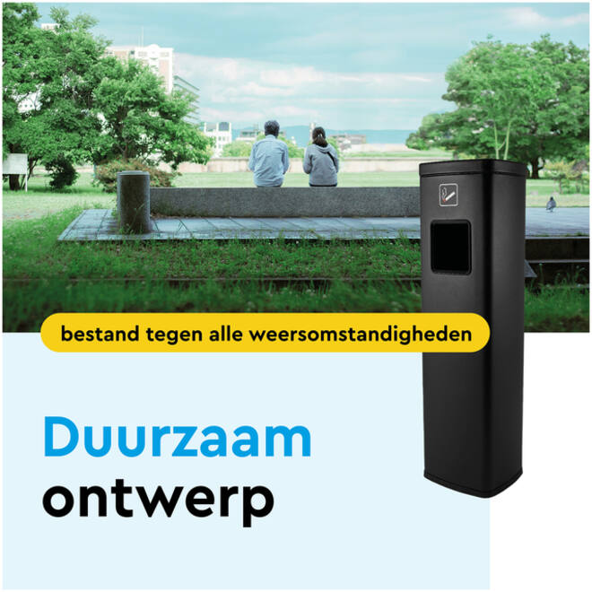 Afvalbak met asbak BRASQ 20 liter AT400 zwart