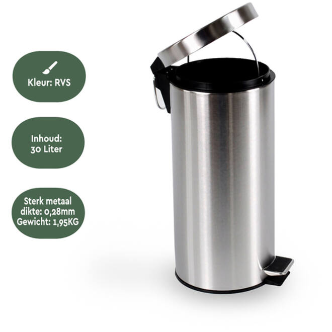 Pedaalemmer BRASQ 30 liter rvs