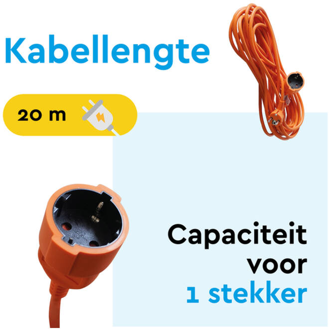 Verlengkabel BRASQ 20m oranje