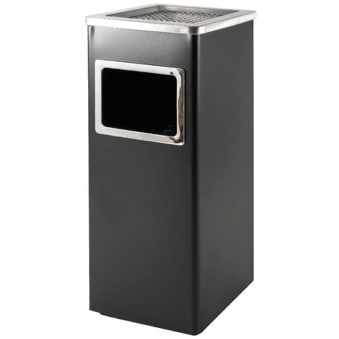 Afvalbak met asbak BRASQ 16 liter AT600 zwart