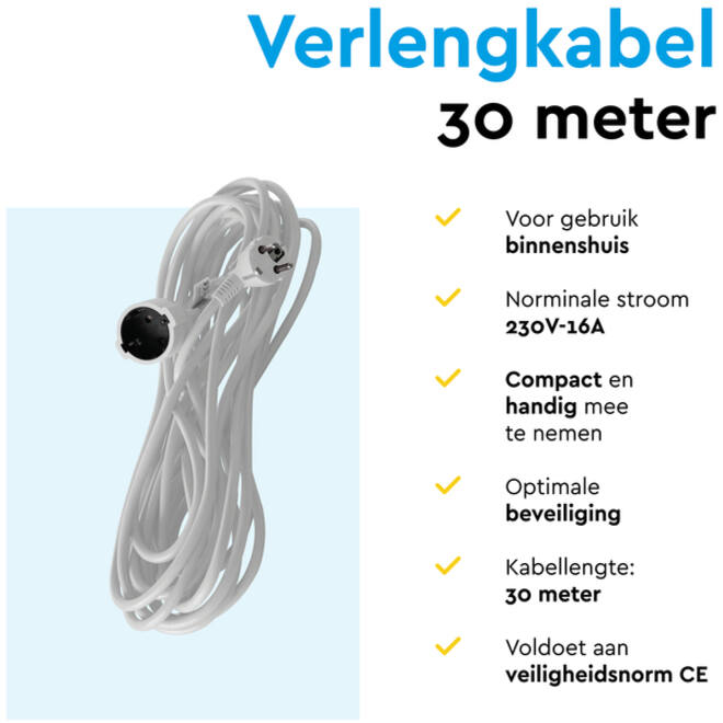 Verlengkabel BRASQ 30m wit