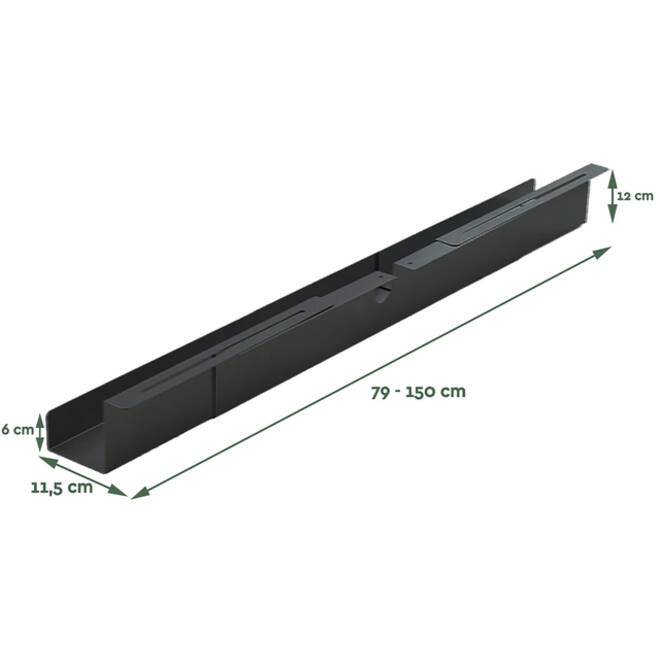 Kabelgoot BRASQ verstelbaar 75-150cm CT100 zwart