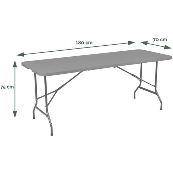 Vouwtafel BRASQ 180x70x74cm FT180 grijs