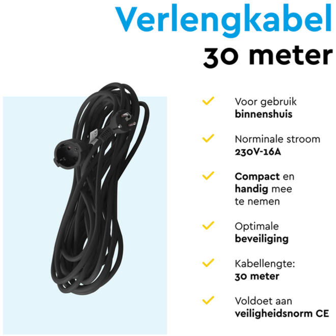 Verlengkabel BRASQ 30m zwart