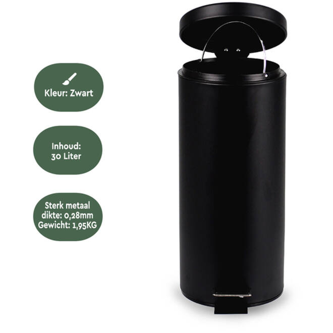 Pedaalemmer BRASQ 30 liter zwart