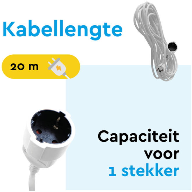 Verlengkabel BRASQ 20m wit