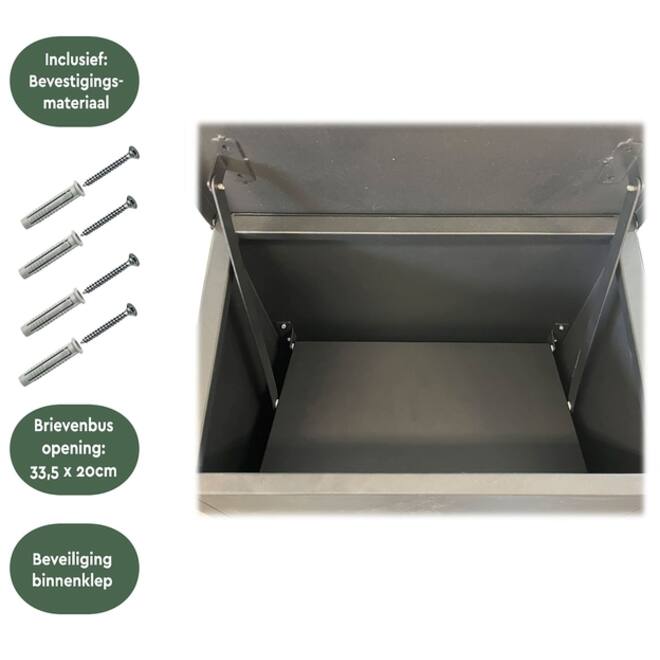 Pakketbrievenbus BRASQ 105x38x24cm PB400 Zwart