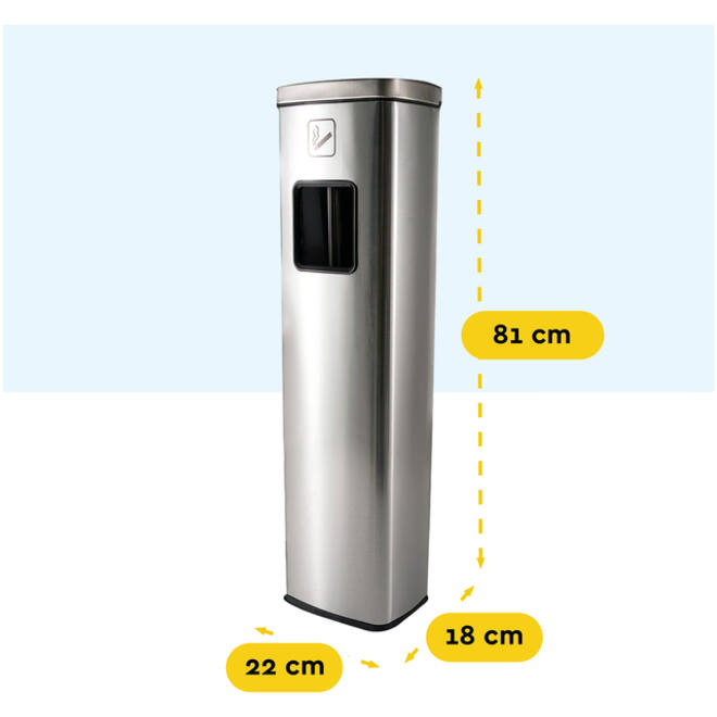 Afvalbak met asbak BRASQ 20 liter AT400 rvs