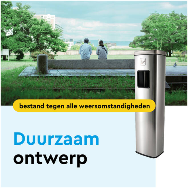 Afvalbak met asbak BRASQ 20 liter AT400 rvs