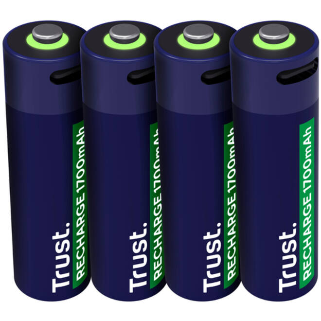 Batterij Trust USB-C oplaadbaar AA 4 stuks