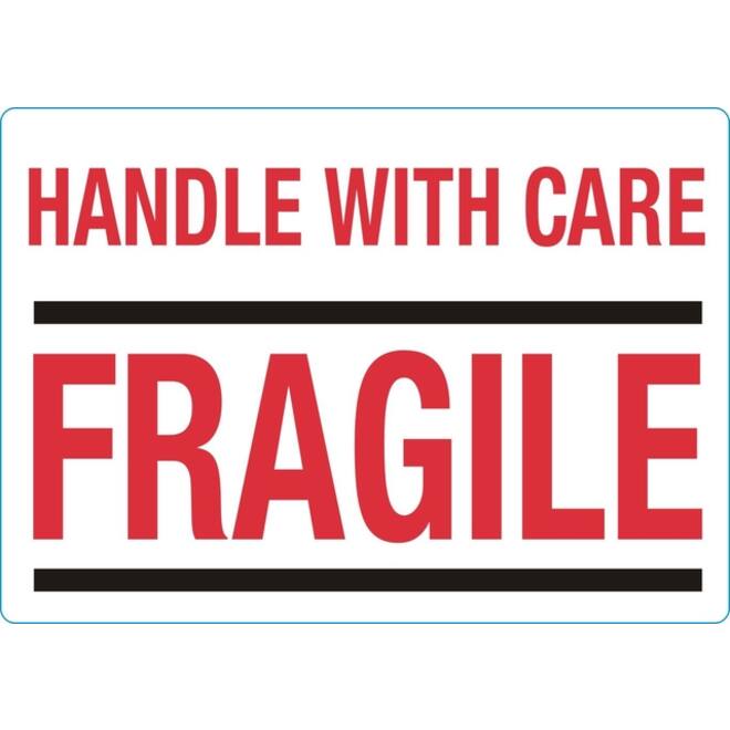 Waarschuwingsetiket IEZZY handle with care fragile 100mmx70mm 500st