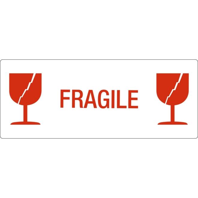 Waarschuwingsetiket IEZZY glas fragile 150mmx60mm 500 stuks