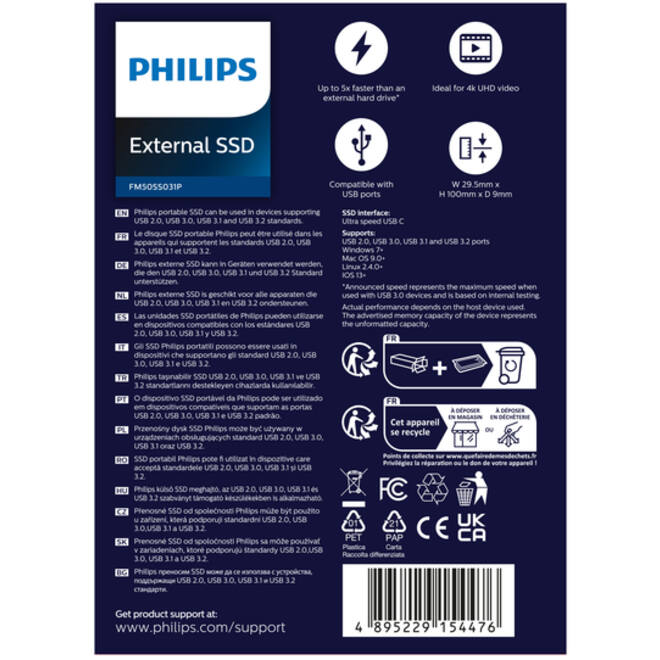 SSD Philips External 500 GB Ultra Speed Space Grey