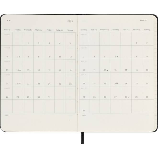 Agenda 2026 Moleskine 12M Planner Weekly 7dagen/2pagina's pocket hc black