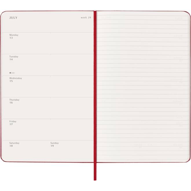 Agenda 2026 Moleskine 12M Planner Weekly 7dagen/1pagina large hc scarlet red