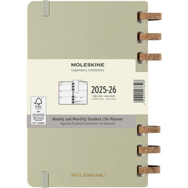 Agenda 2025/2026 Moleskine 12M Academic Weekly 7d/1p Myrtle large kiwi